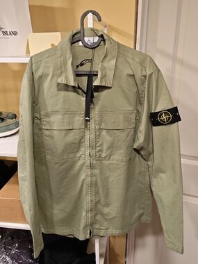 Stone Island Light Olive Zip-Up Shirt Jacket